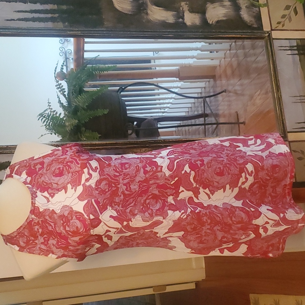 TERRY red/pink flowered athletic dress